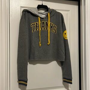 NWOT Mighty Fine Thanks For Nothing Cropped Sweatshirt with Hoodie